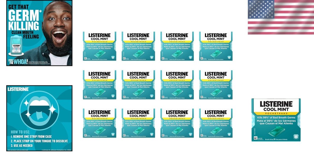 Pocket-Sized Mint Strips for Bad Breath, 12 Pack