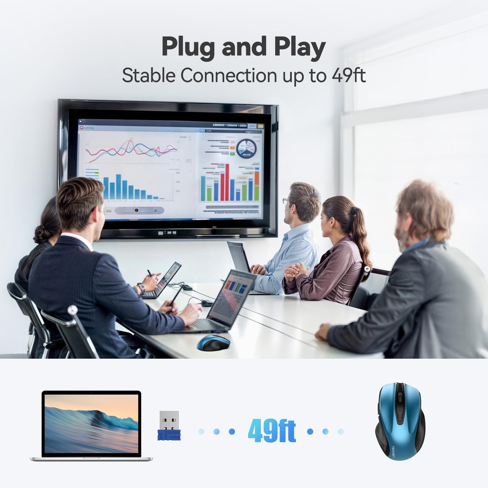 Wireless , 2.4G Ergonomic Optical , Computer for Laptop, PC, Computer, Chrome...