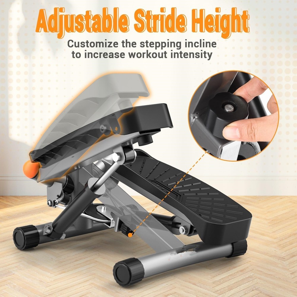 Steppers for Exercise at Home,Adjustable Height Mini Stepper (Grey)