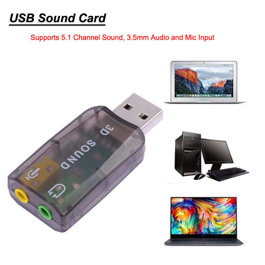 External USB Sound Card 3.5mm Audio Output Adapter w/ Mic Input For Computer AU