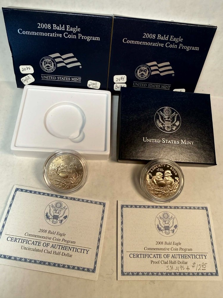 2008 US MINT BALD EAGLE HALF DOLLAR PROOF & UNCIRCULATED