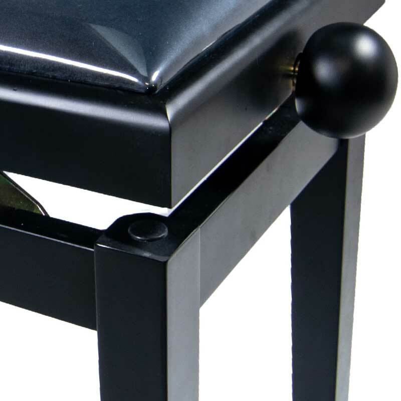 "LEGATO" Adjustable Piano Stool with Black Top, Satin Black