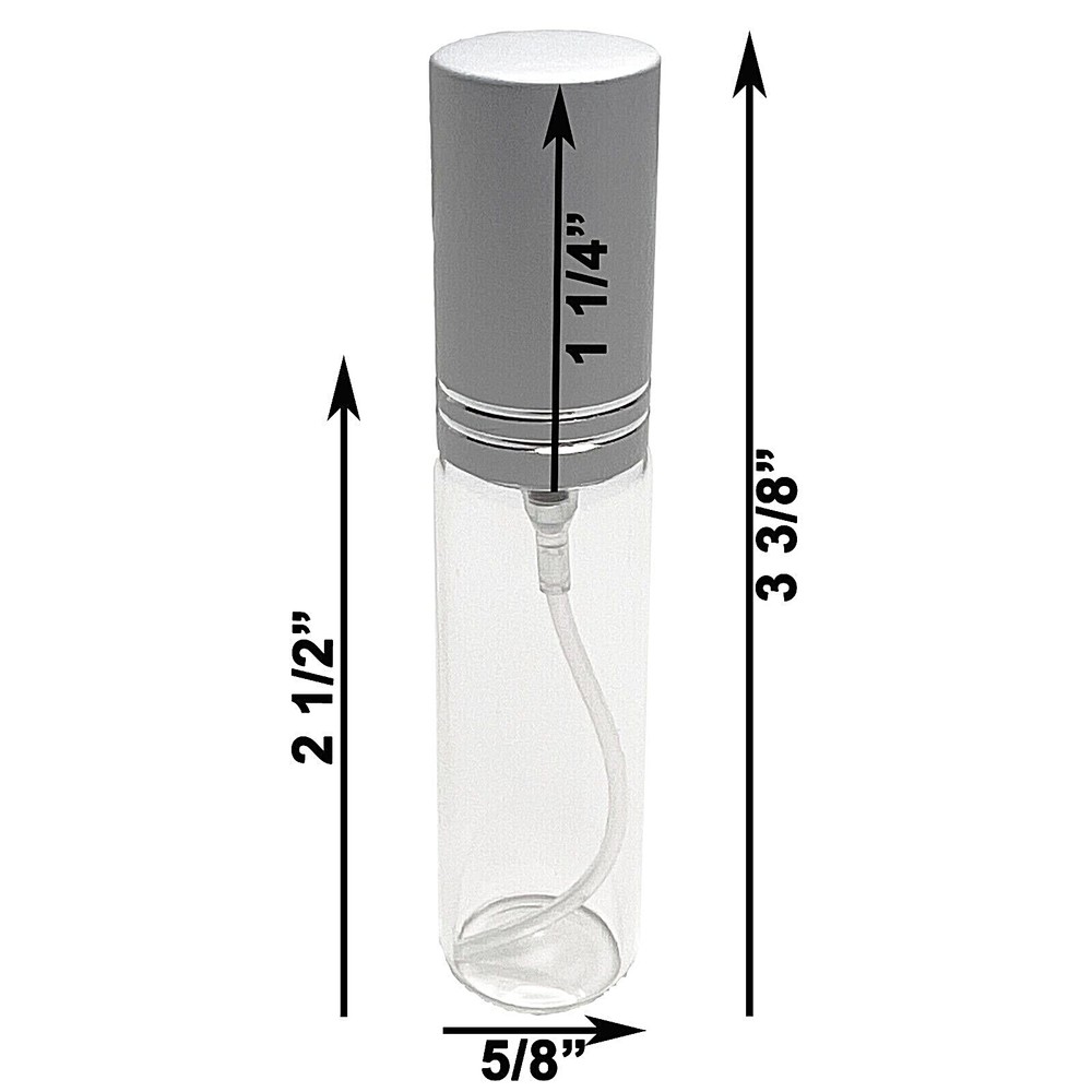 10ml 0.34oz Empty Perfume Glass Bottles Matte Silver Spray Decants Atomizers