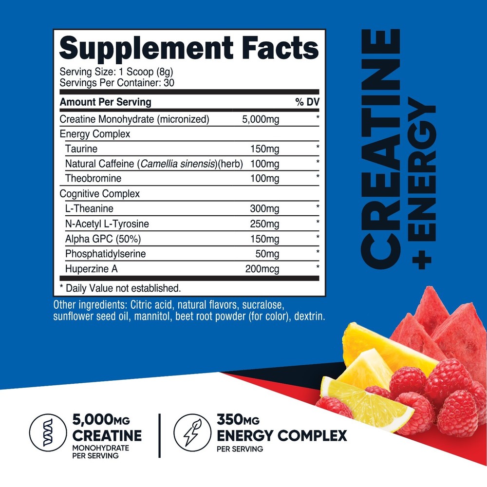 Nutricost Creatine + Energy 30 Servings (Fruit Punch Flavored)