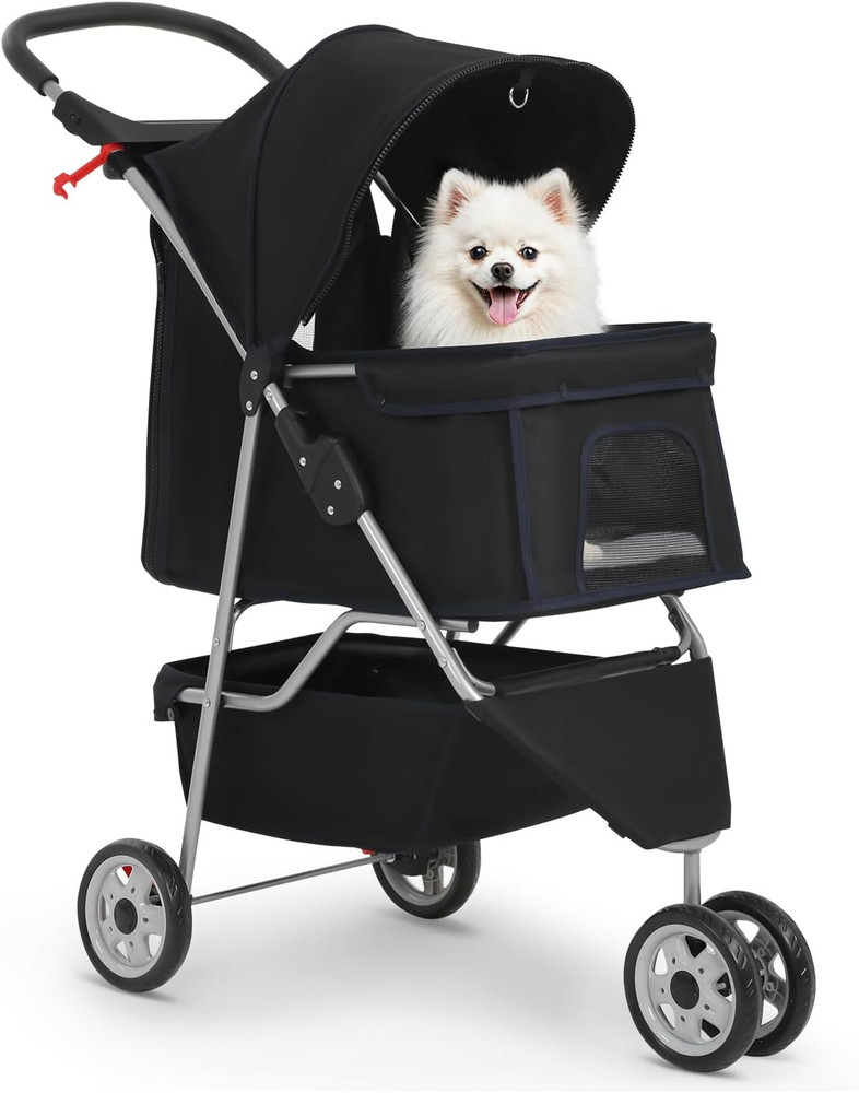 | 3-Wheel Pet Stroller | Dog and Cat Stroller | Breathable Mesh | Lightweight Tr