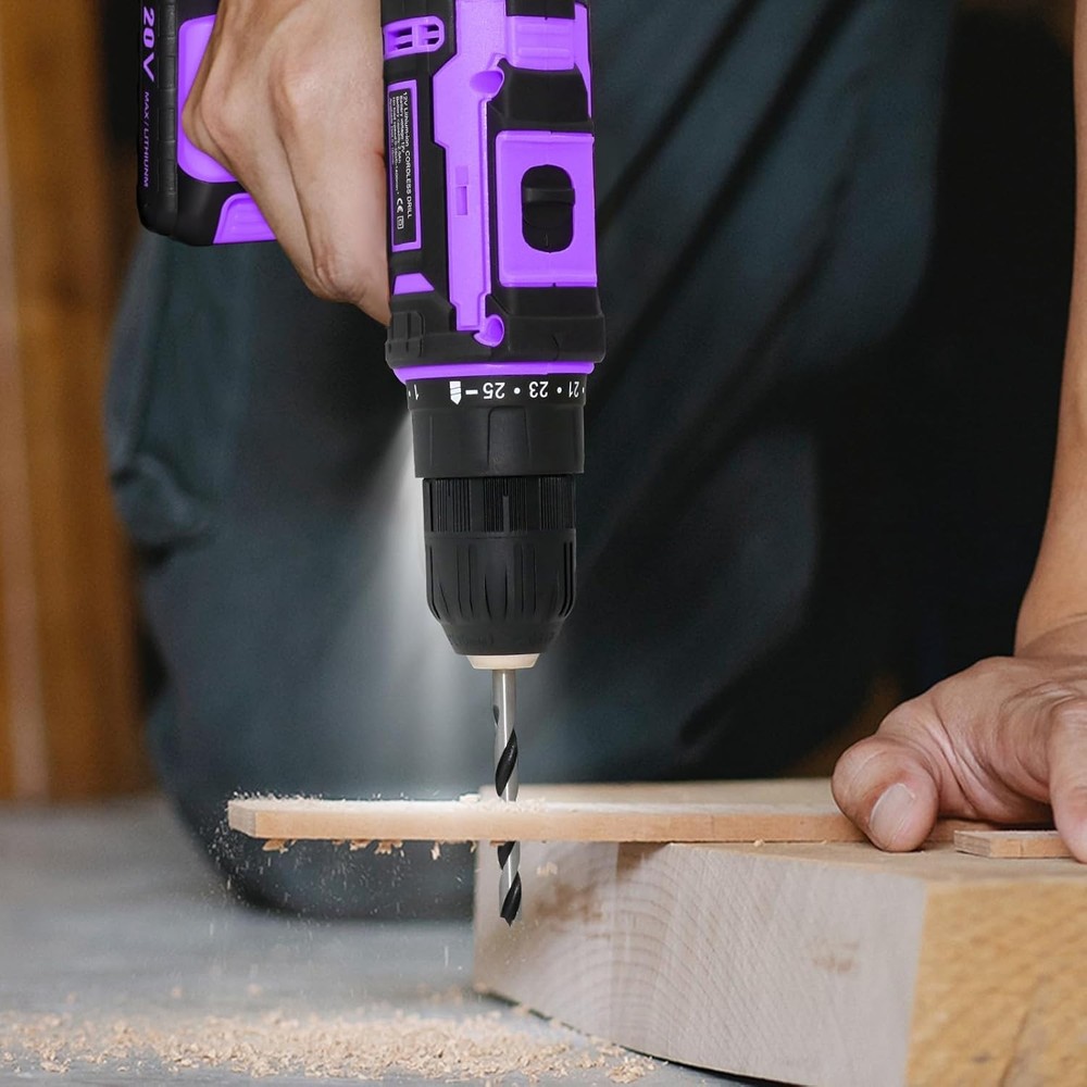 20V Cordless Power Drill Kit with 43 Bits & LED Light