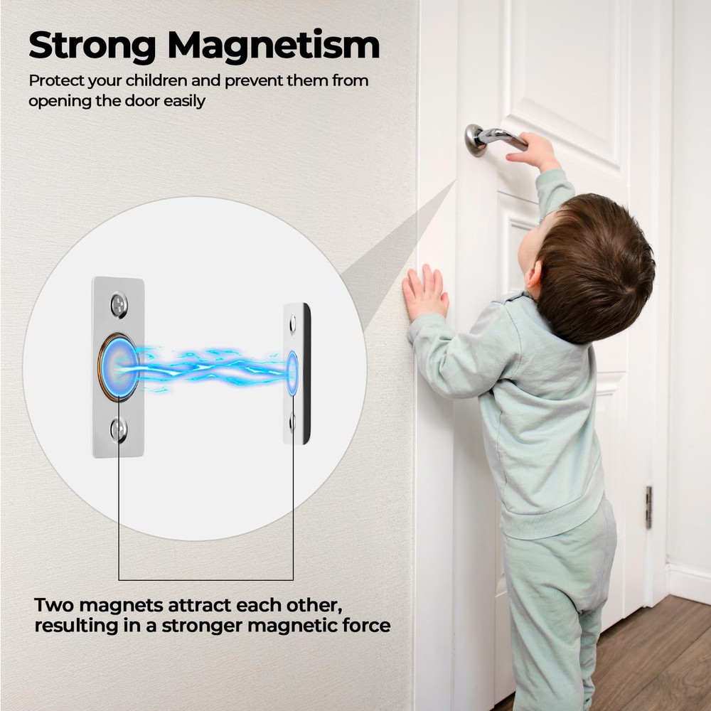 Tonitrui Silent Ball Catch, Adjustable Strong Magnet Door 2 Pack, Silver