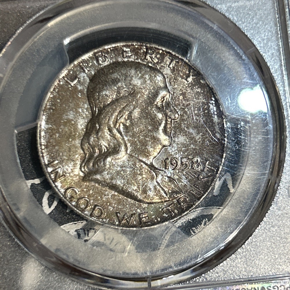 1958 d franklin half dollar MS65FBL Stunning Beautiful TONING