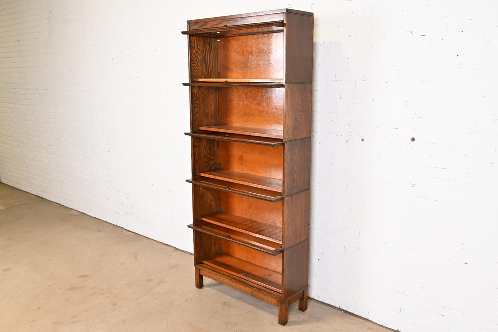 Antique Arts & Crafts Oak Five-Stack Barrister Bookcase by Lundstrom, Circa 1920