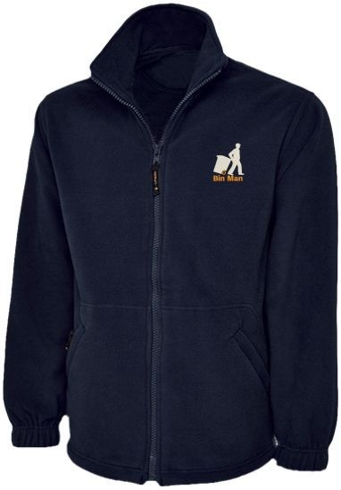 Personalised Embroidered Full Zip Fleece Jacket with Bin Man Logo Gift Jacket
