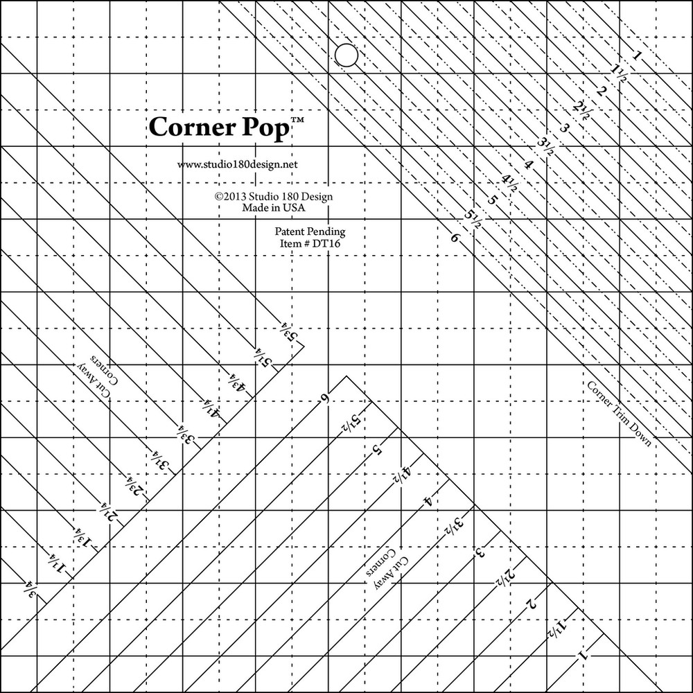 Studio 180 Design - Corner Pop Quilting Template Ruler DT16