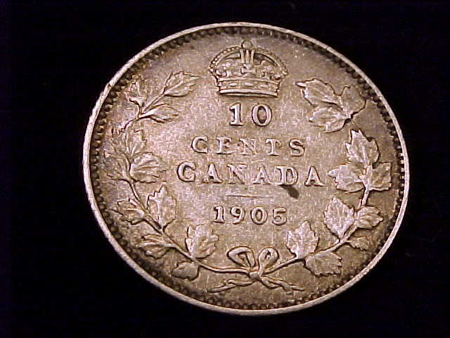 1905 Canada 10 Cent, Very Good grade