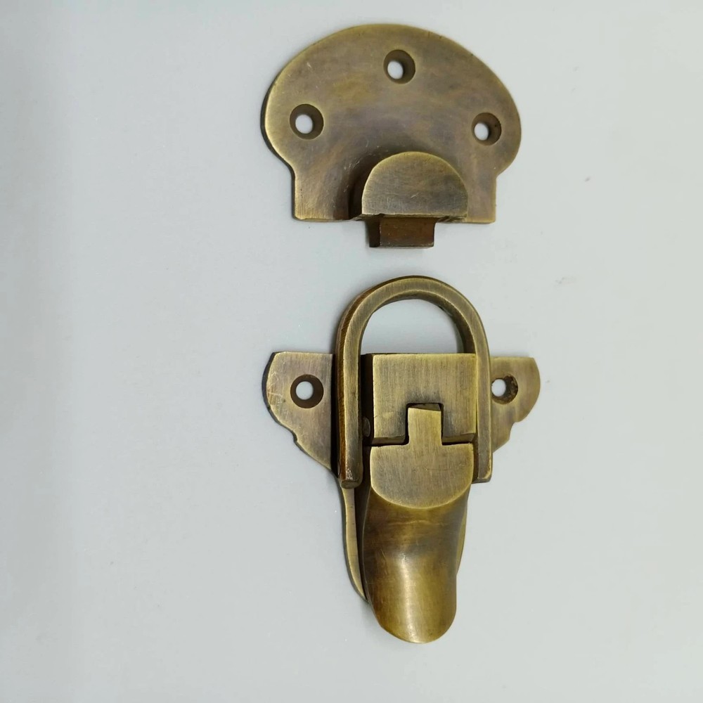 2 solid brass large Trunk Catch Hasp latch for Suitcase box old Style Lock 8.5cm