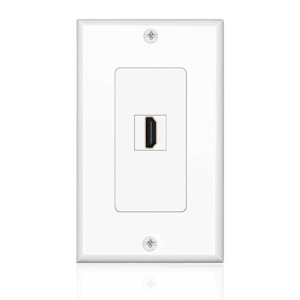 HDMI Wall Plate (1 Port, White) HDMI Socket Plug Insert Jack Outlet Panel Mount