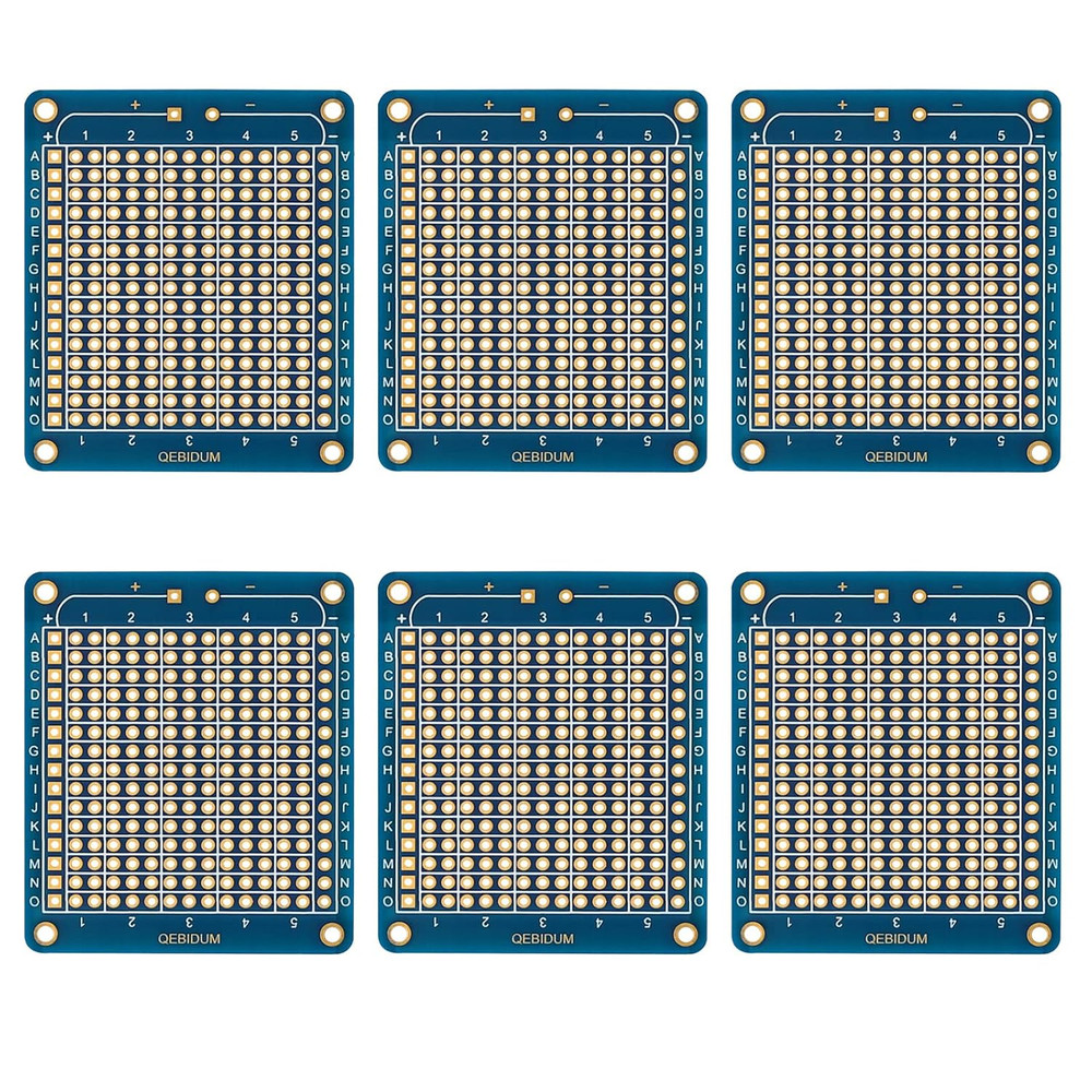 6 Pack Mini Solderable Protoboard DIY PCB Arduino Projects Gold Pads 2.54 mm Ptc