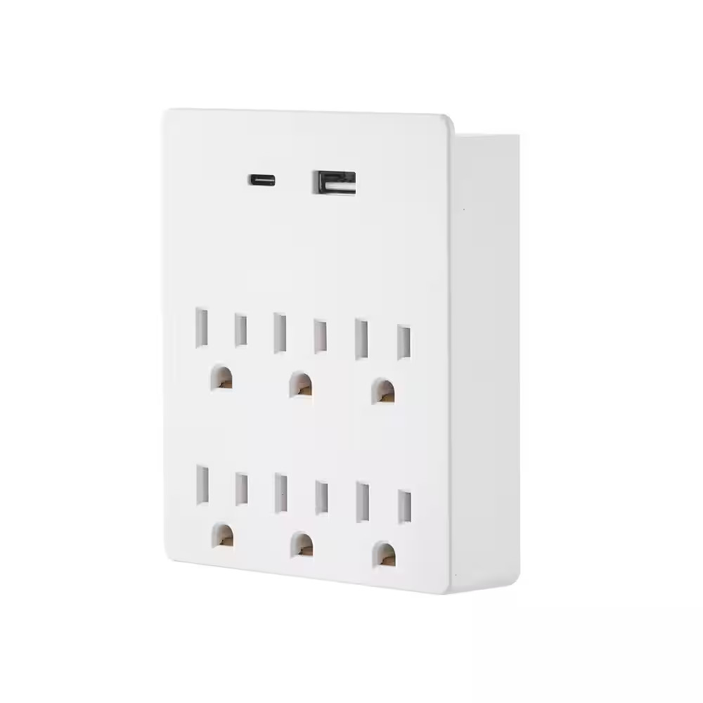 15 Amp 6 Grounded Outlet AC/DC Adapter, White