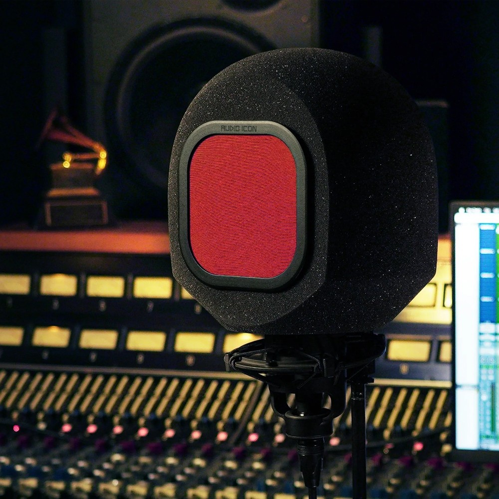 Soundbox Vocal Recording Isolation Booth (Red) Portable Mic Shield (Refurbished)