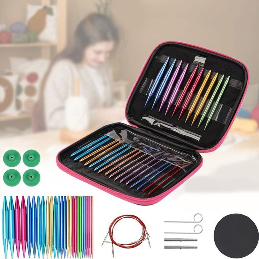 Crochet Tool Set for Knitting Projects with 13 Pairs of Interchangeable Hooks