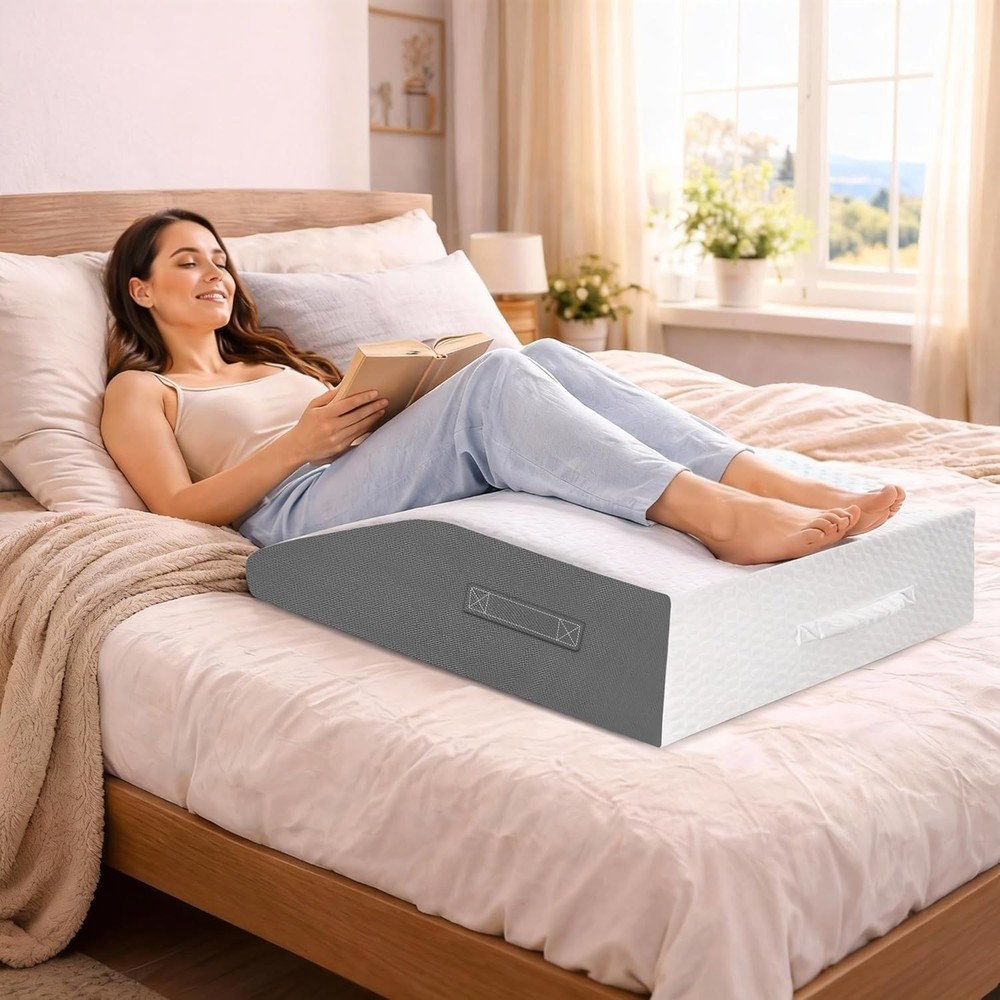 8" Leg Elevation Pillows Memory Foam Leg Support Bed Wedge Pillow Leg Elevate...