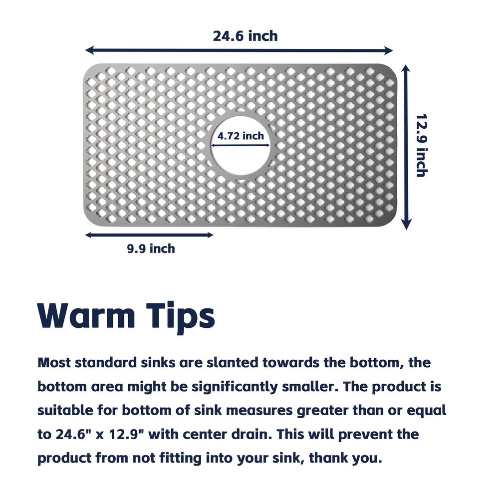 Silicone Sink Mat 24.6x 12.9 Kitchen Sink Protector Grid for Bottom of Ce...