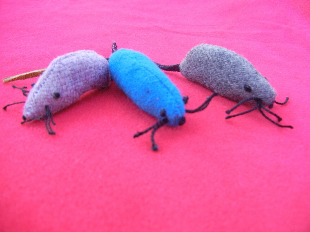 3 Handmade Catnip Mice Toys NWT