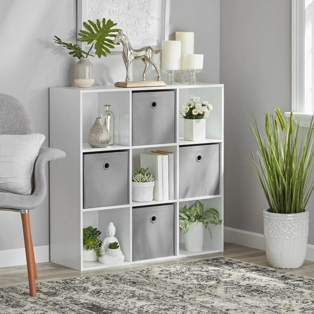 9-Cube Open Storage Organizer Shelves Bookcase, Easy Assembly, White