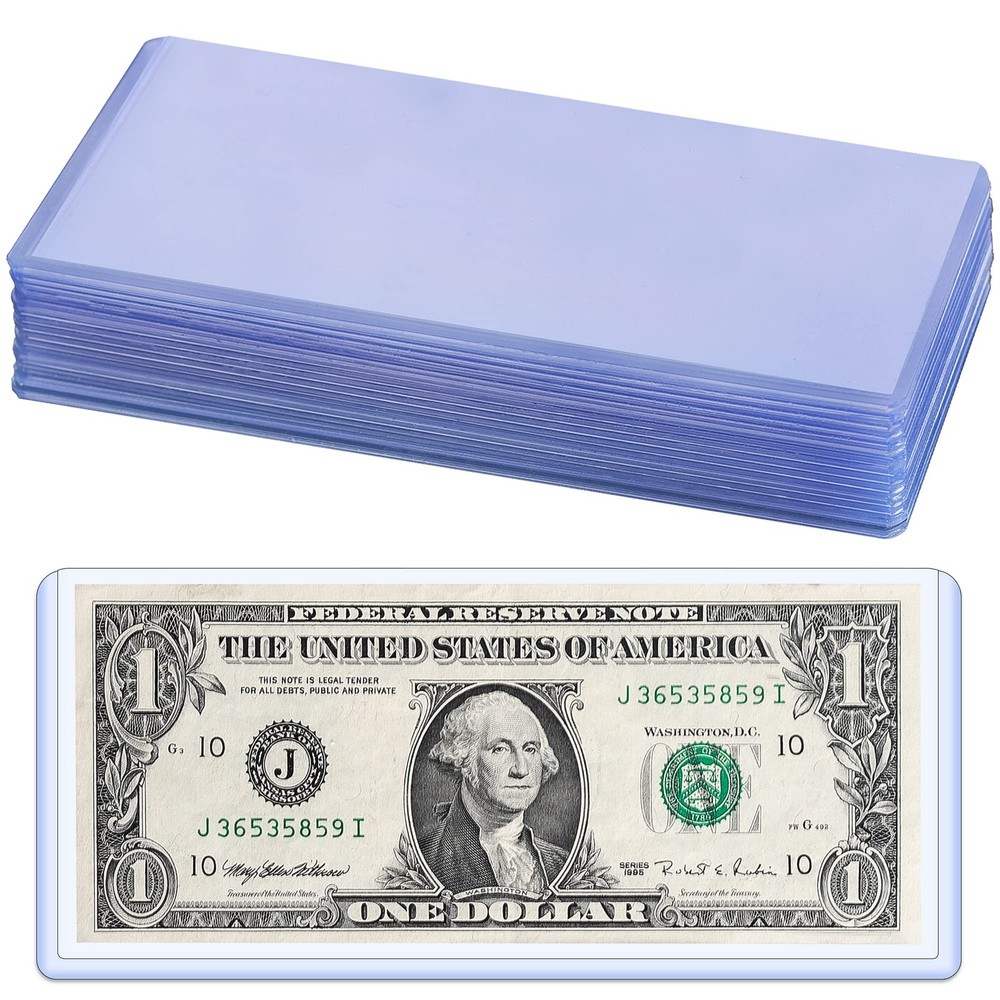 15PCS Banknotes Top-Insert Holders - Currency PVC Transparent Bill
