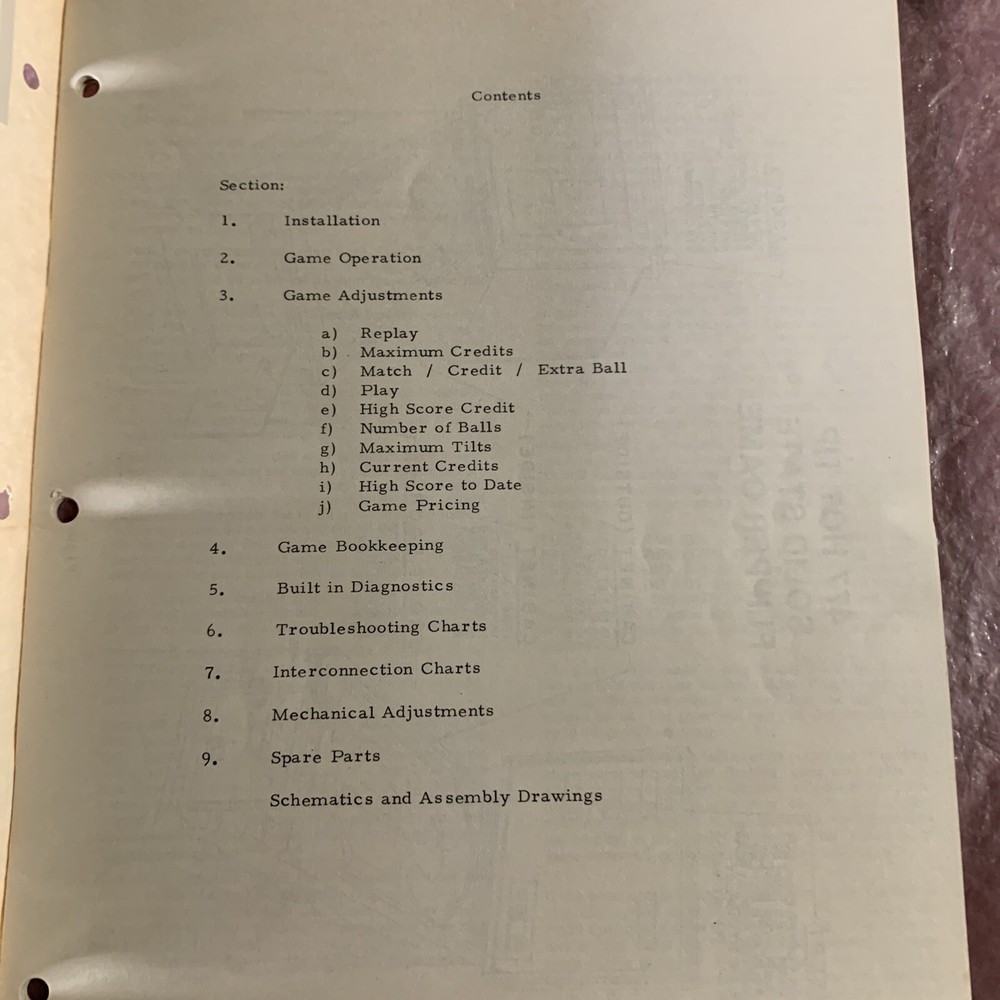 original Hot Tip Williams pinball MACHINE manual Arcade Game