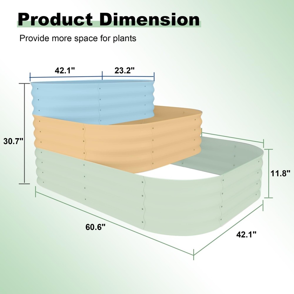 3-Tier Galvanized Steel Raised Garden Bed Rust-Resistant Modular Easy Assembly