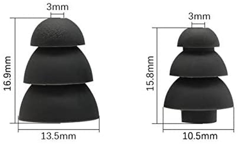 Silicone Replacement Ear Buds Tips, 20 Pcs, Black (Triple Flange)