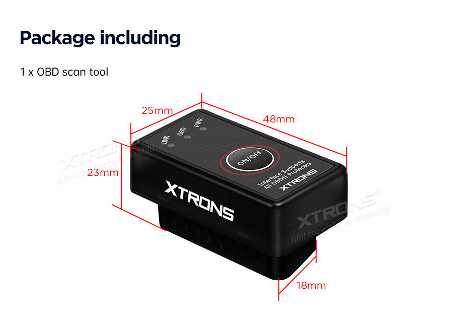 Bluetooth OBD2 Car Auto Diagnostic Scanner Power Switch Tool for Android Stereo