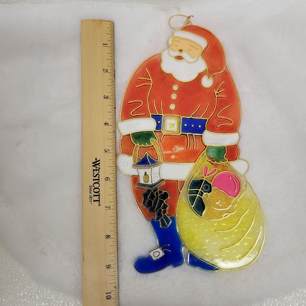 Vintage Plastic Christmas Santa Suncatcher