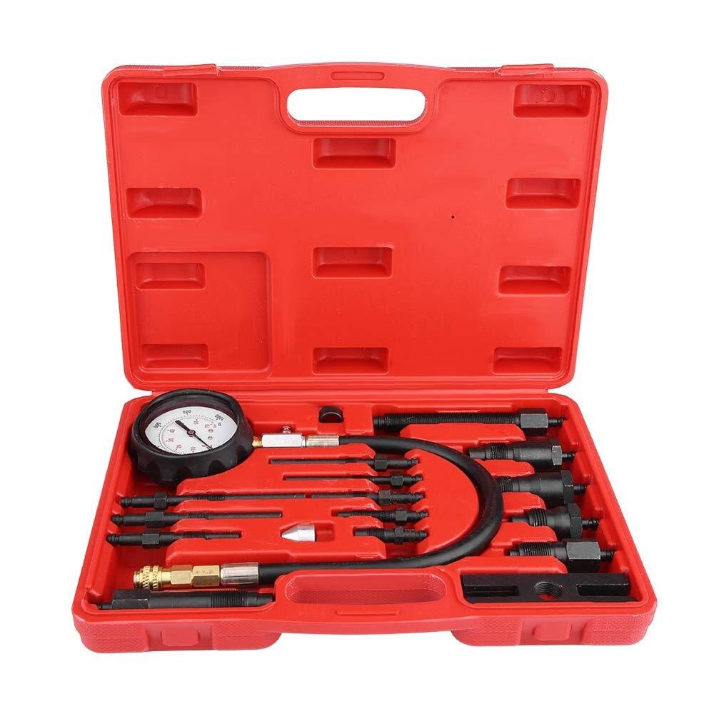 16Pcs Diesel Engine Compression Gauge Tester Cylinder Pressure Test Tool Kit