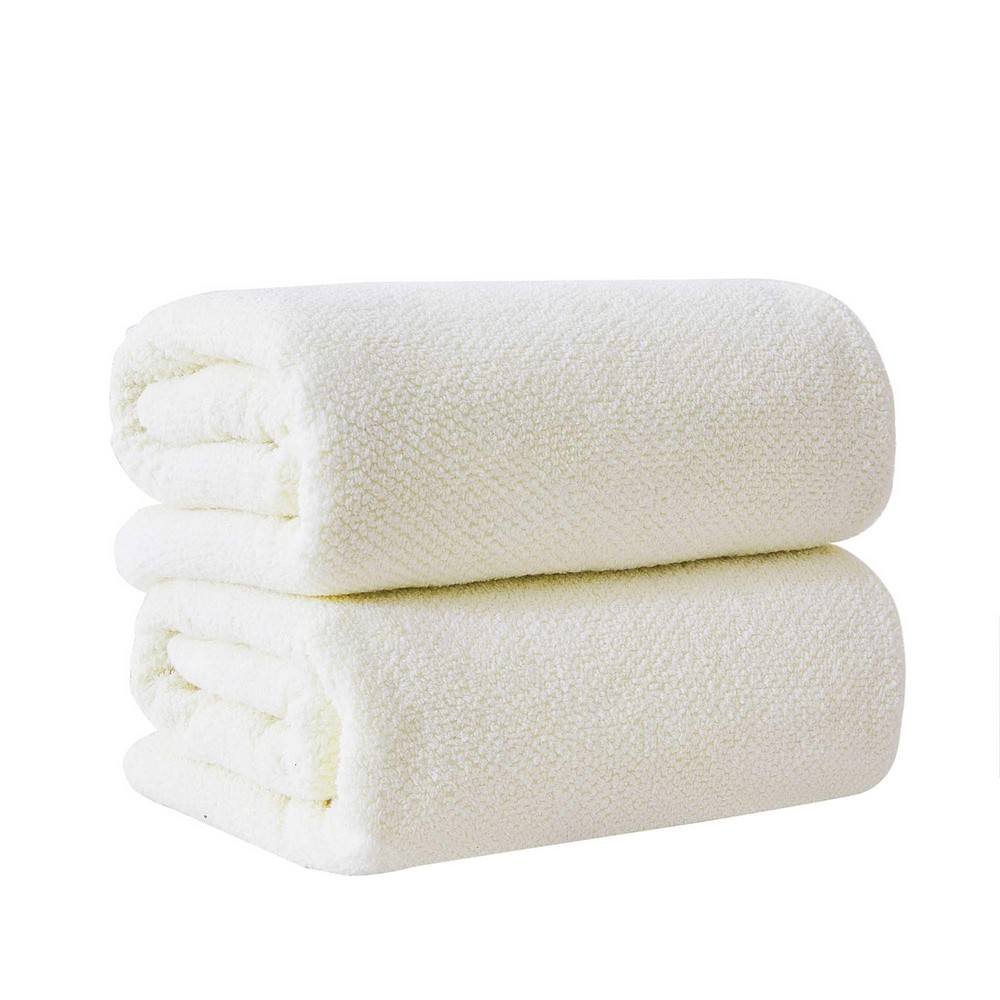 Oversized Cotton Towels, 2 Pack, Absorbent, Low Twist Yarn, Bath Sheets, White