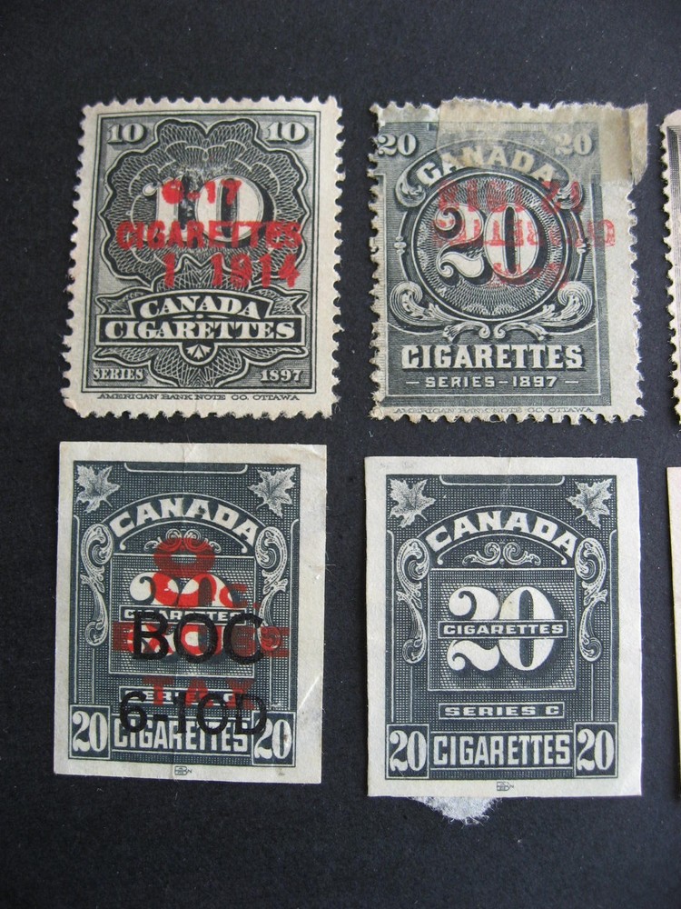 Canada 7 different Cigarette stamps used