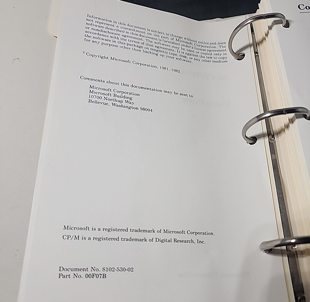 Vintage 1981 Microsoft BASIC Compiler Manual & Binder - CP/M-80 NO DISKS