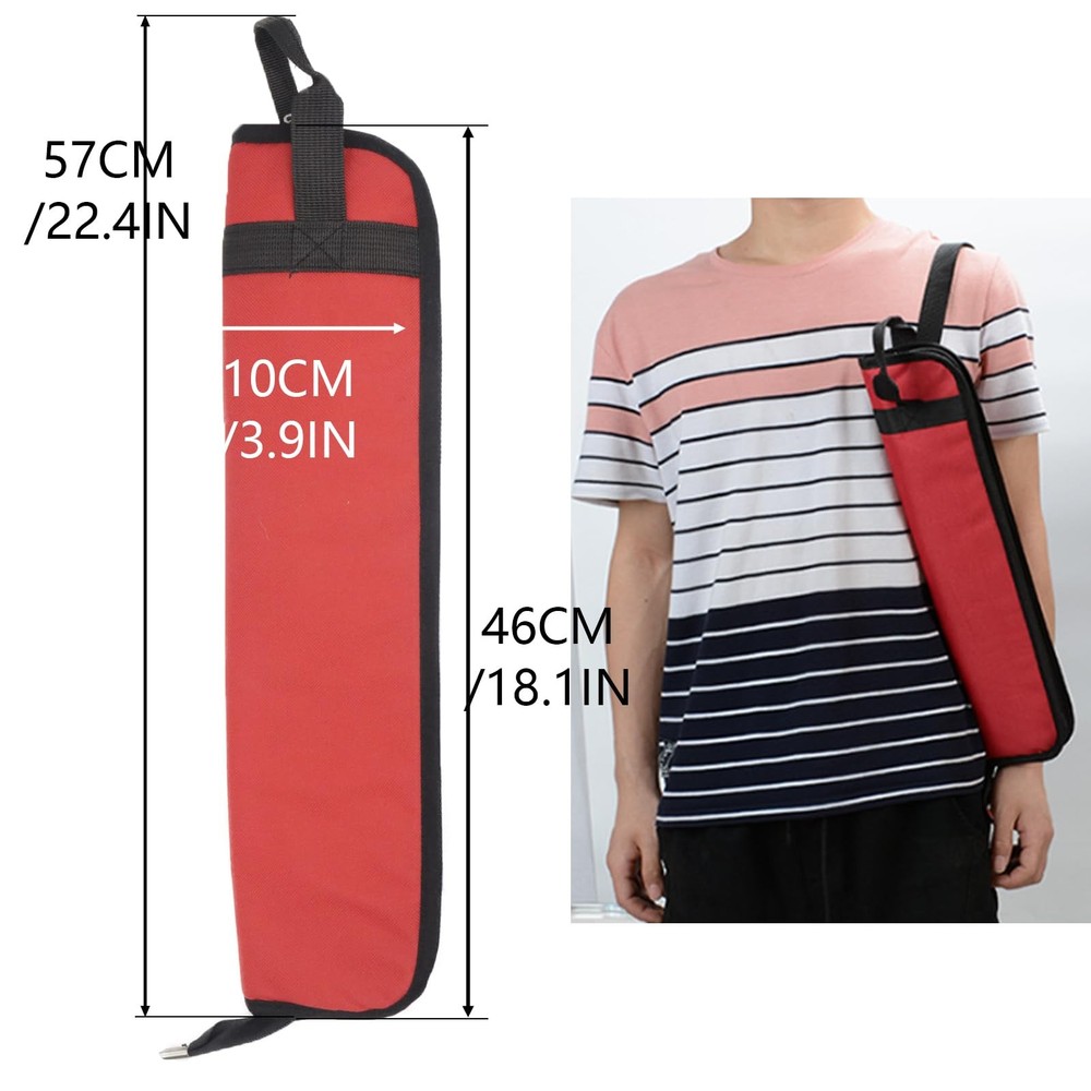 Universal Drum Stick Bag Red Case Holder Percussion Mallets Accessory