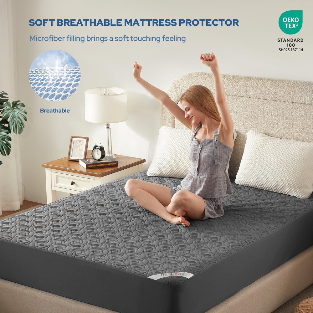 BEDLORE Waterproof Queen Mattress Protector - Noiseless, Deep Pocket, Breathable