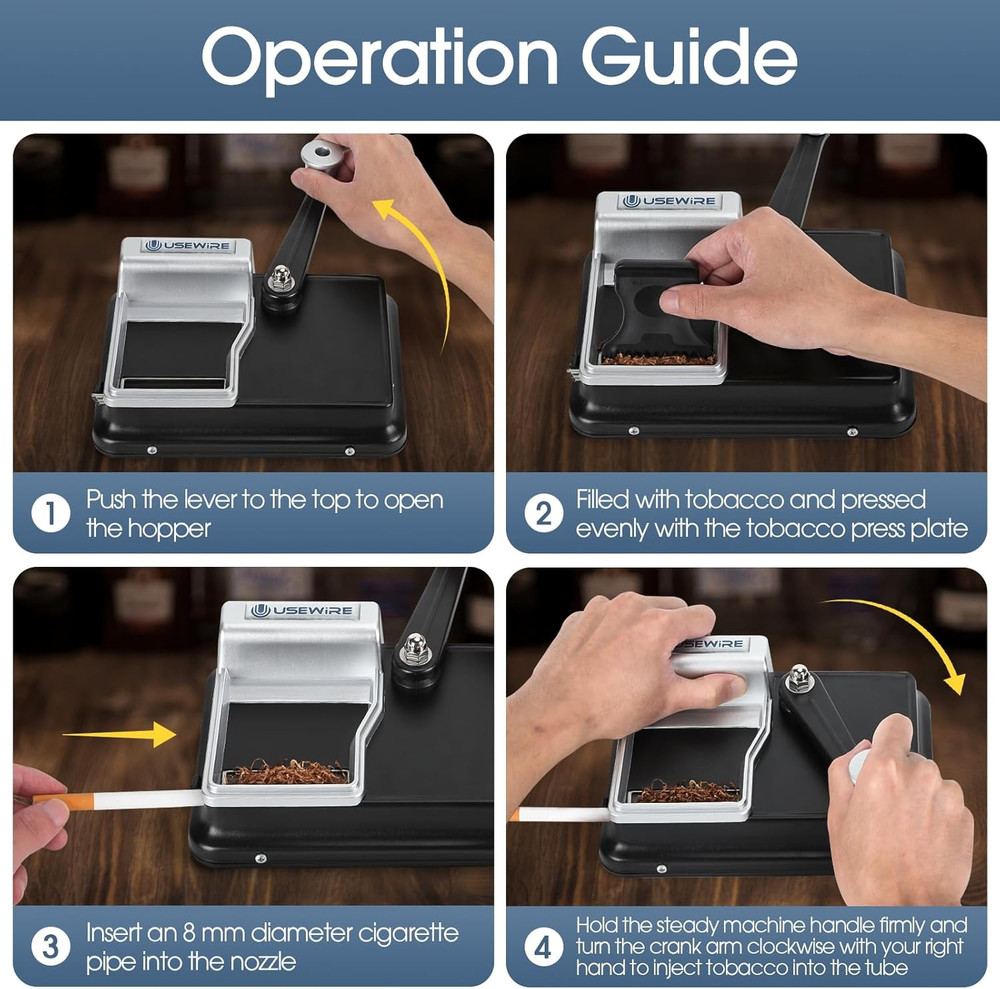 USEWIRE Cigarette Rolling Machine, Manual Tobacco Rolling Machine, Portable Home