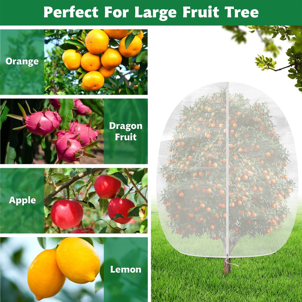 6 x 7 FT Large Fruit Tree Garden Plant Protector Netting Covers with Zipper &...