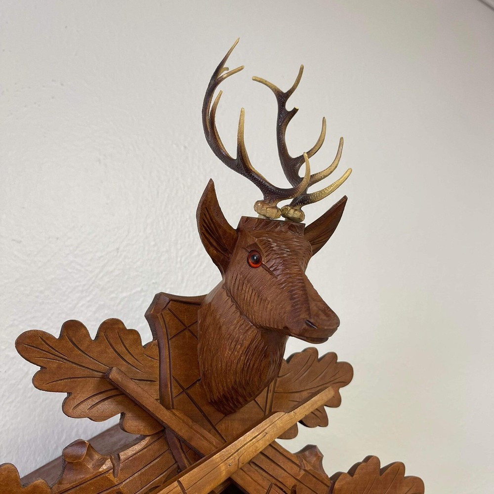 Black Forest Deer Head Hunter Cuckoo Clock