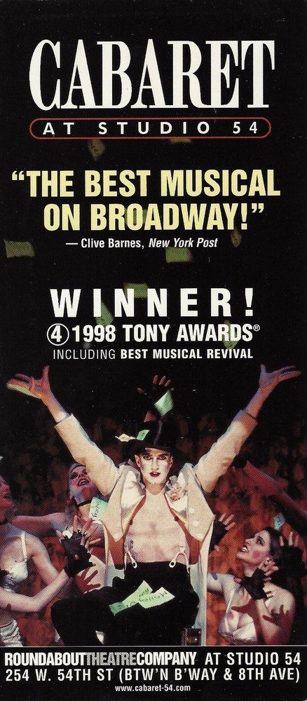 Alan Cumming "CABARET" Neil Patrick Harris / Kander & Ebb 2003 Studio 54 Flyer