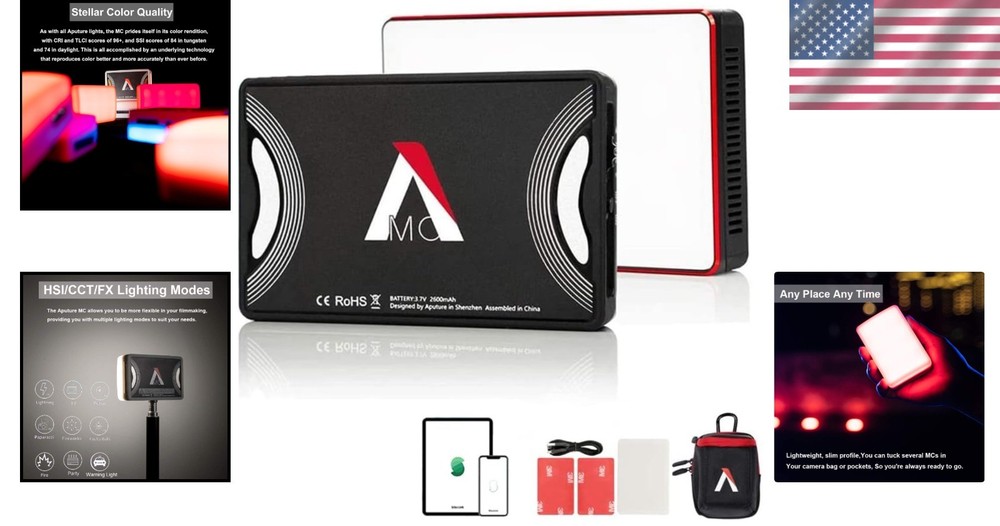 On-Camera Light with Multiple Lighting Modes, App Control