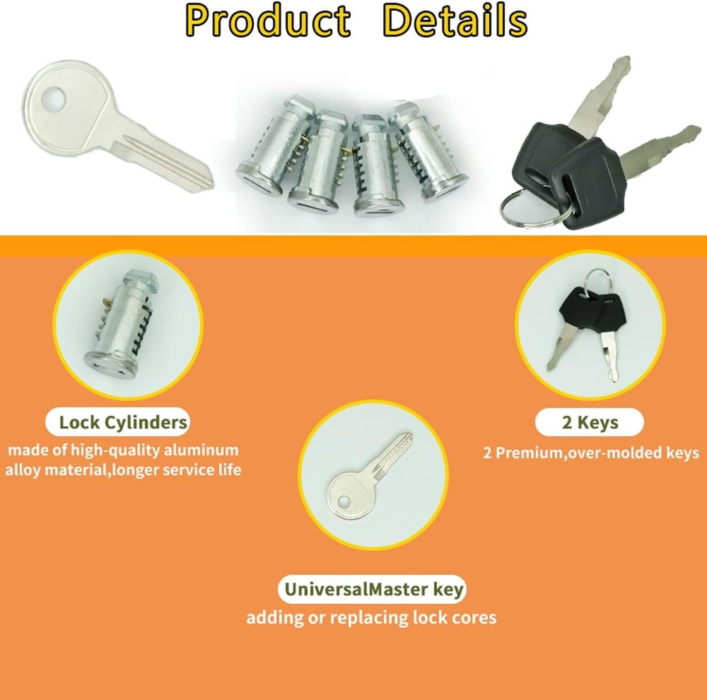 For Thule Lock Cores 4 Pack, for Thule Key Replacement, Key Cylinder for Thule B