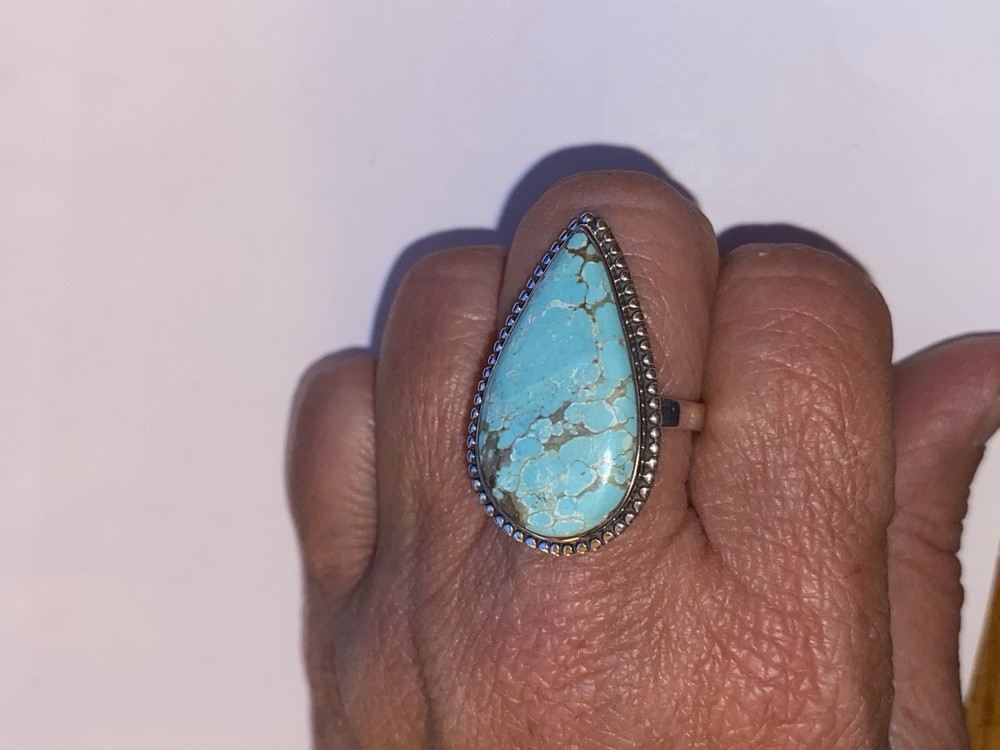 sterling silver stunning #8 turquoise ring size 11 adjustable new