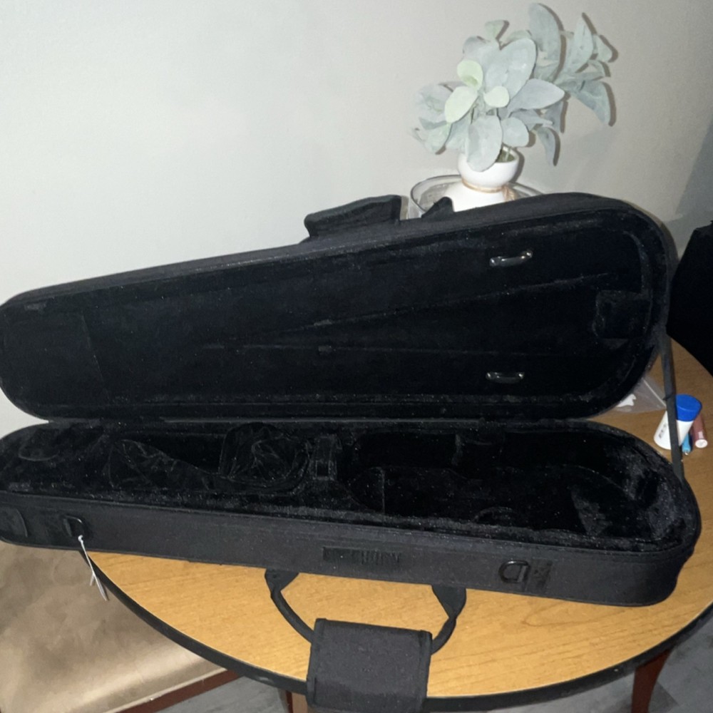 MAX Violin Hard Case Black Fabric Carry Strap Handle