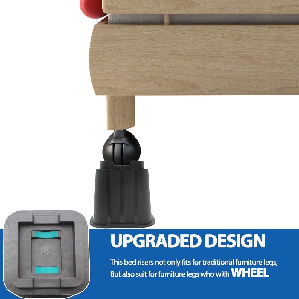 Bed Risers 8 Inch, Elevation in Height 3, 5, 8 inch, Stackable Bed Frame Rise...