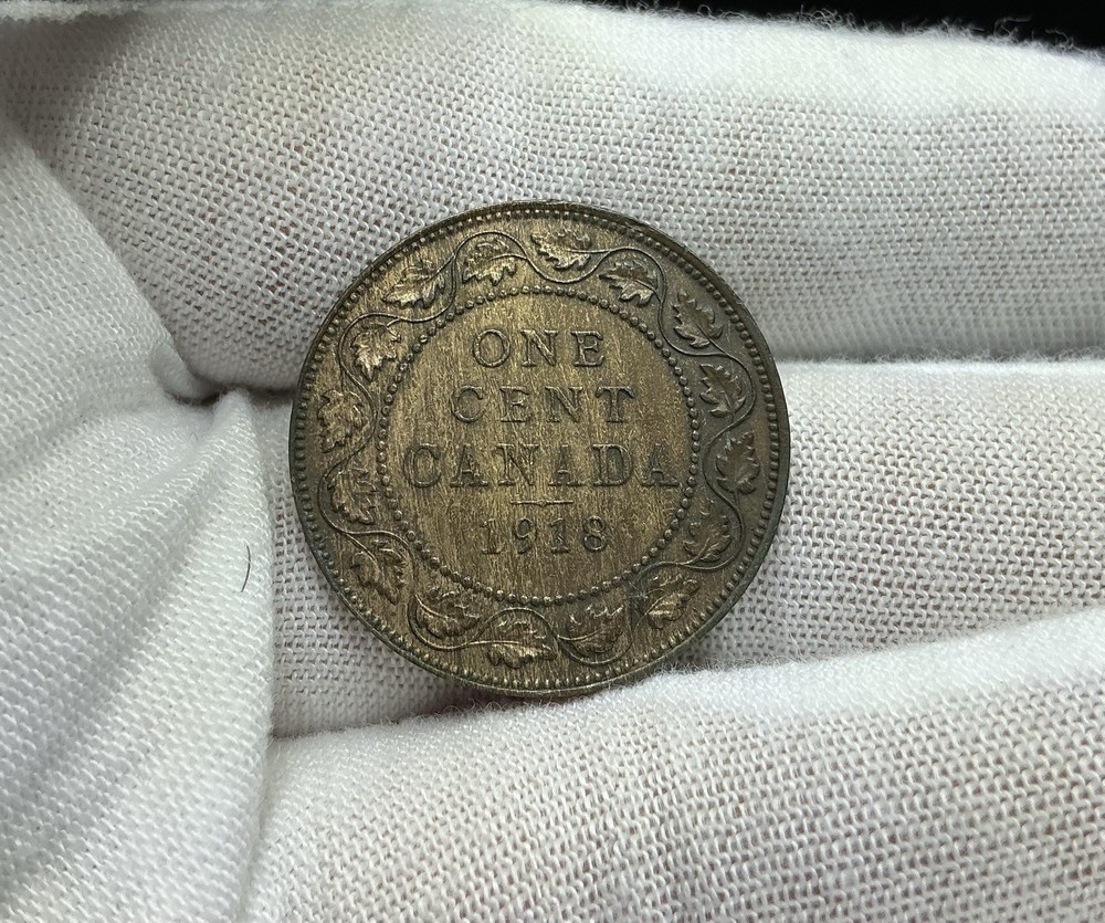 1918 Canada Cent George V Almost Uncirculated AU Coin E372