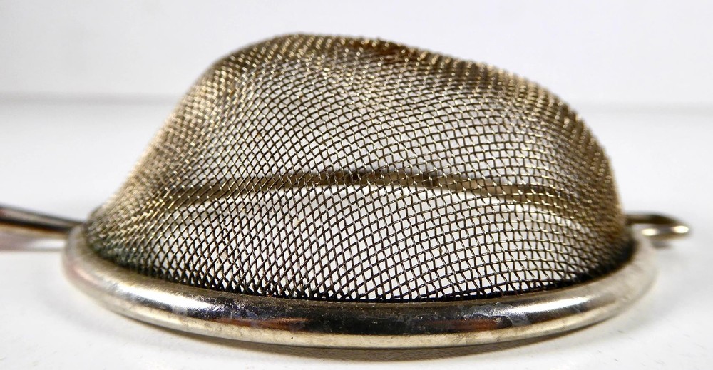 Vintage Tiny Hand Held Sifter or Sieve Fine Mesh Red Handle