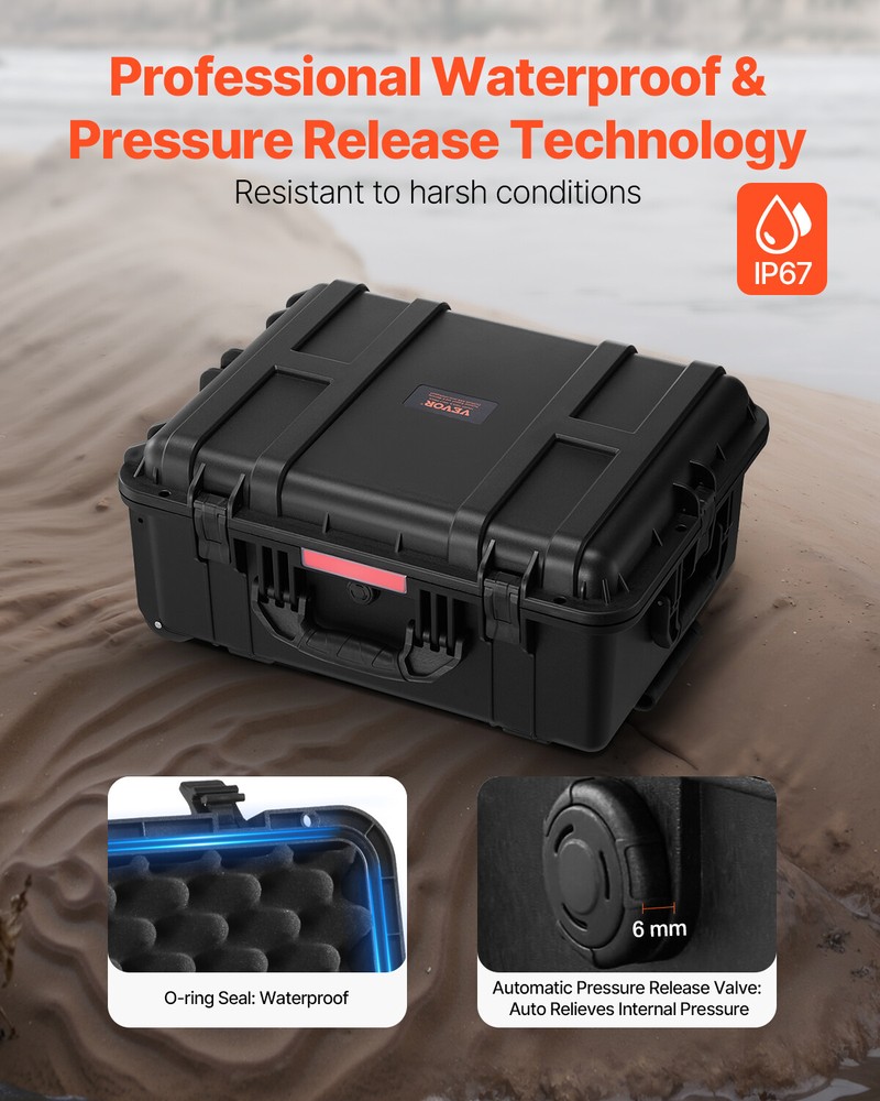 2.5 Cu.ft Weatherproof Hard Case Rolling Wheels & Retractable Handle Black